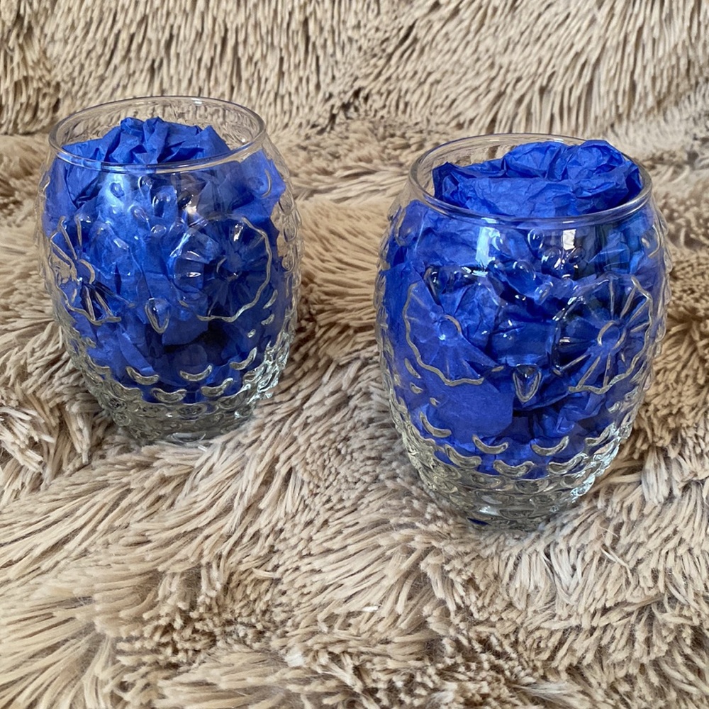 ANTHROPOLOGIE STEMLESS OWL WINE GLASSES SET OF 2 EUC